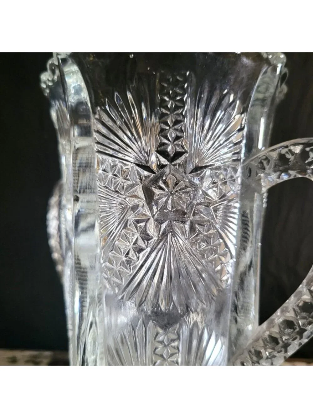 Antique JB Higbee Glass Inverted Thistle & Flower Two-Handled Spooner